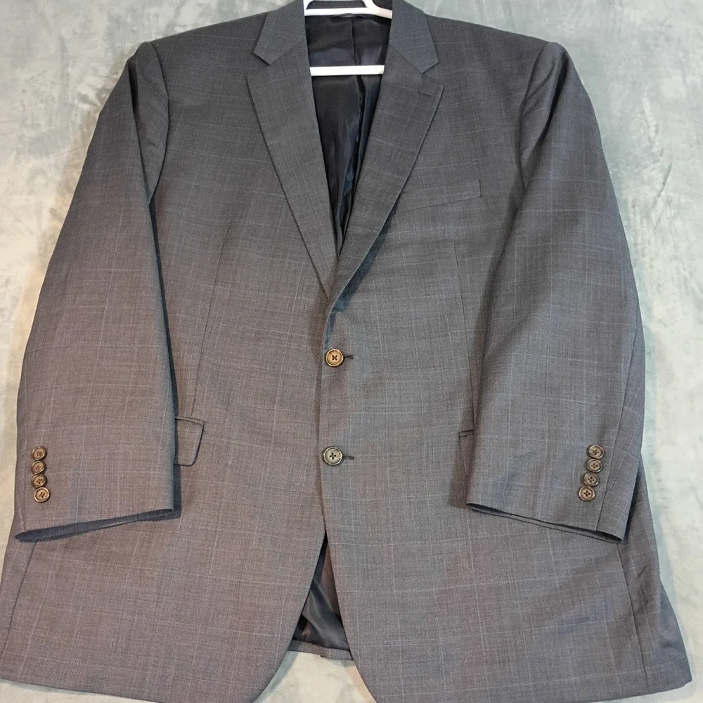 Ralph Lauren Mens 50L Gray Glen Plaid Two Button Blazer Jacket Dillard's 50 Long